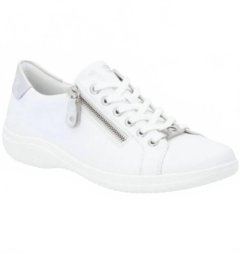 NEW RIEKER women's round toe sneaker in white combination